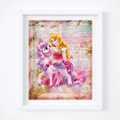 Aurora & Palace Pet Bloom ~ Sleeping Beauty Dictionary Digital Art Print ~ 8" x 10"