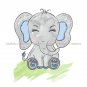 Boho Elephant Nursery - 3 Watercolor Art Prints with Name: 11" x 14" ~ Baby, Boy, Blue, Green, Gray