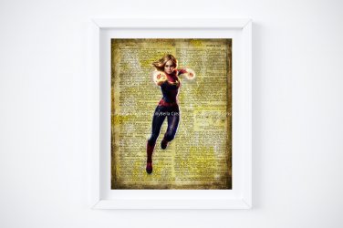 Captain Marvel ~ Marvel Dictionary Digital Art Print ~ 8" x 10"