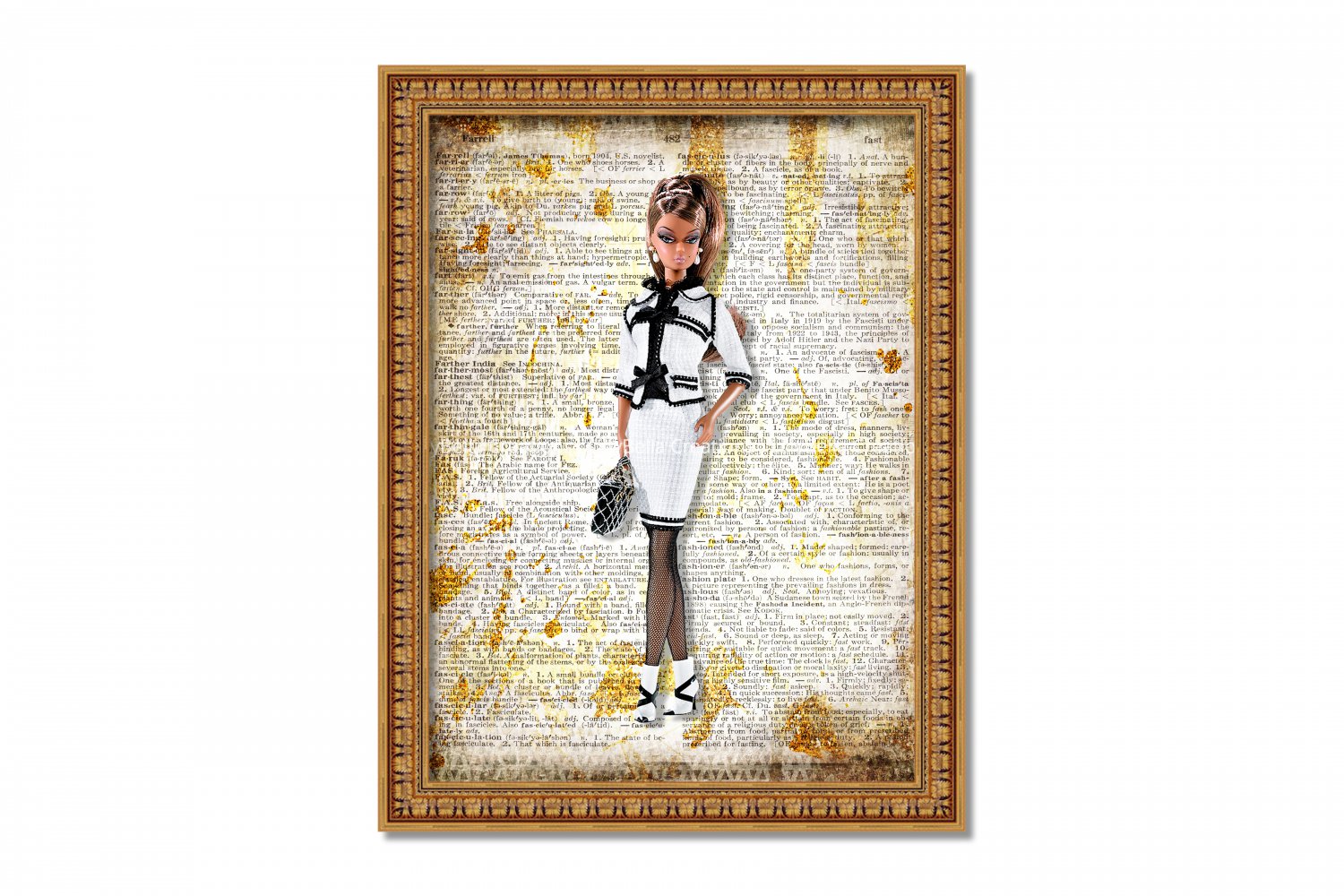 Barbie ~ Dictionary Digital Art Print ~ 8" x 10" - African American, Black, Dark Skin, Watercolor