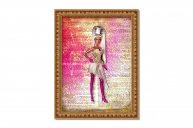 Barbie ~ Dictionary Digital Art Print ~ 8" x 10" - African American, Black, Dark Skin, Watercolor