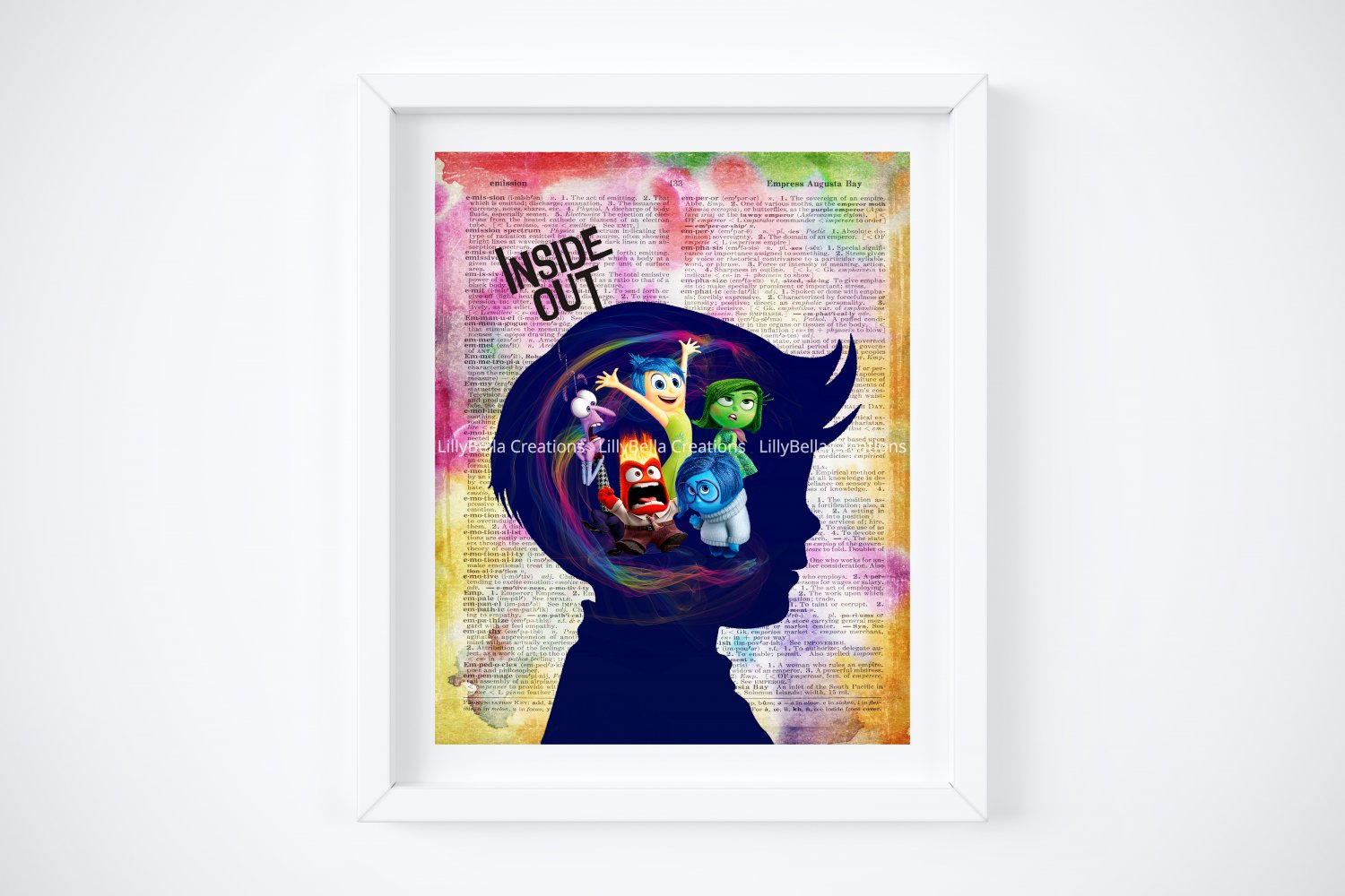 Inside Out ~ Dictionary Digital Art Print ~ 8" x 10" ~ Inside a Boy's Head Emotions