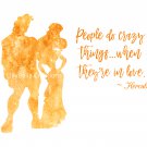 Hercules Watercolor Silhouette with Quote 10" x 8" + Greeting Card ~ Hercules & Megara