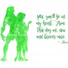 Tarzan Watercolor Silhouette with Quote 10" x 8" + Greeting Card ~ Tarzan & Jane
