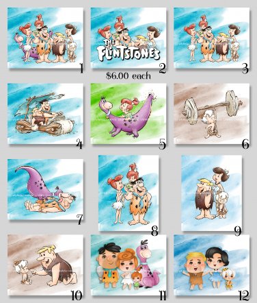 Flintstones Digital Prints, Fred, Wilma, Barney, Betty, Pebbles & Bam-Bam