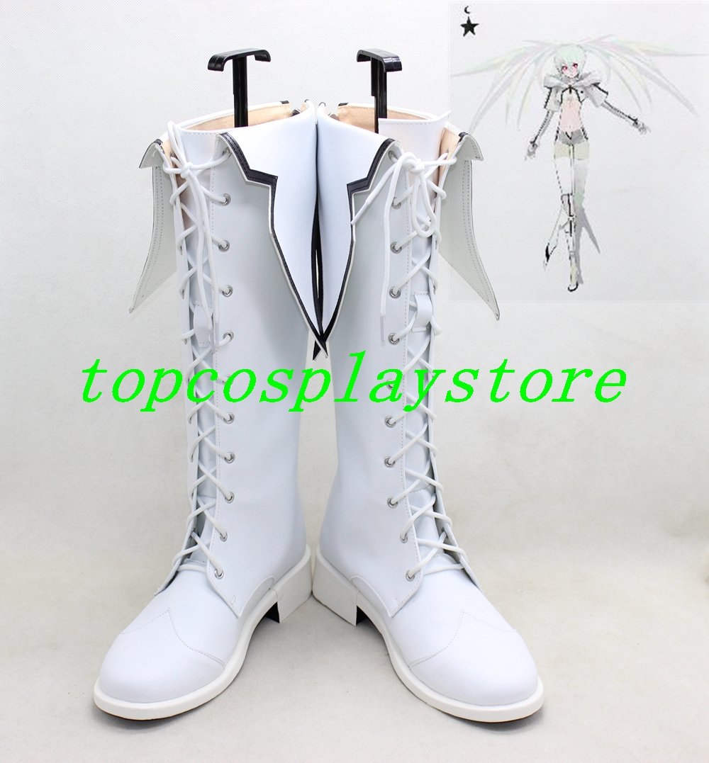 Vocaloid White Rock Shooter high heel ver cos Cosplay Shoes Boots shoe boot