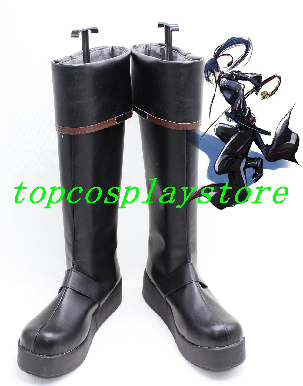 D Gray-Man Yu Kanda Black Long Cosplay Boots shoes D Gray-man D Gray man