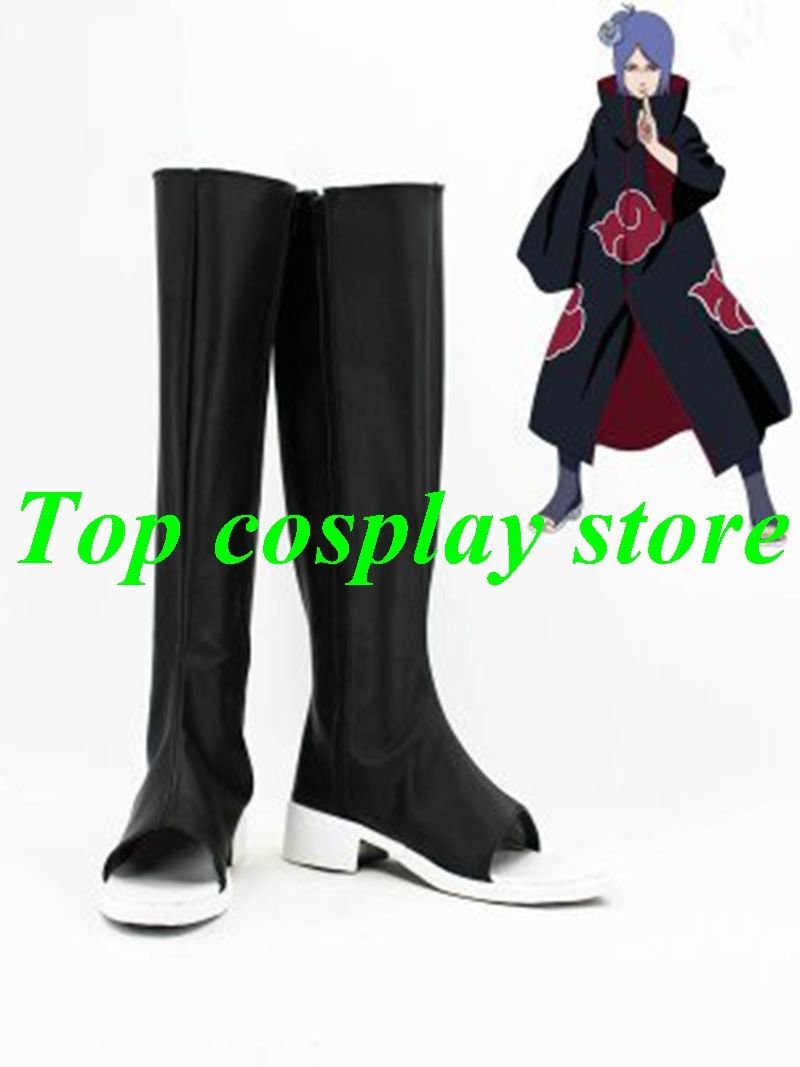 Naruto Konan Akatsuki Ninja Cosplay Shoes boots PU leather shoe boots gift party