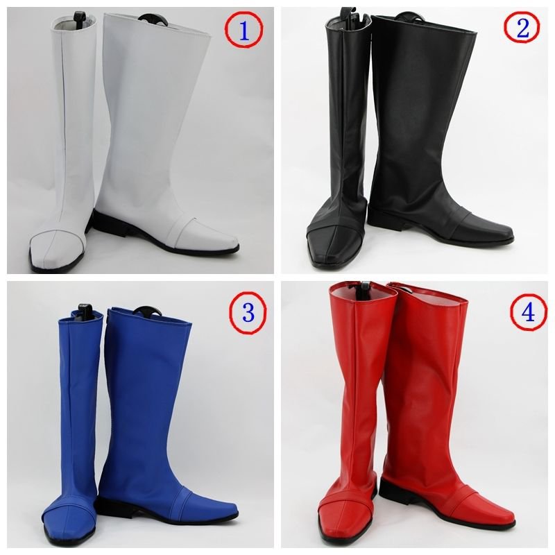 White Power Ranger Power Rangers Superhero black red blue cosplay Boots shoes