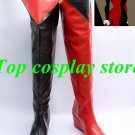 Batman  Arkham Asylum Harley Quinn Cosplay Shoes Boots Red + Black new come ver