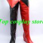 Batman Arkham Asylum Harley Quinn Cosplay Shoes Boots Red + Black new come ver