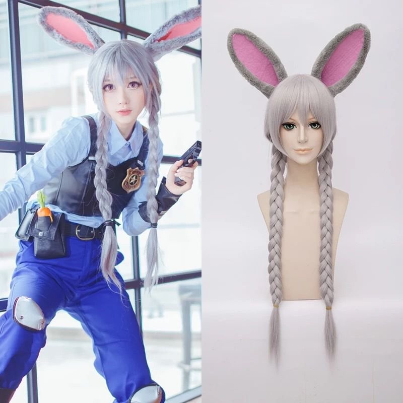 Zootopia Judy Hopps Anime Cosplay Wig with cute Rabbit ear