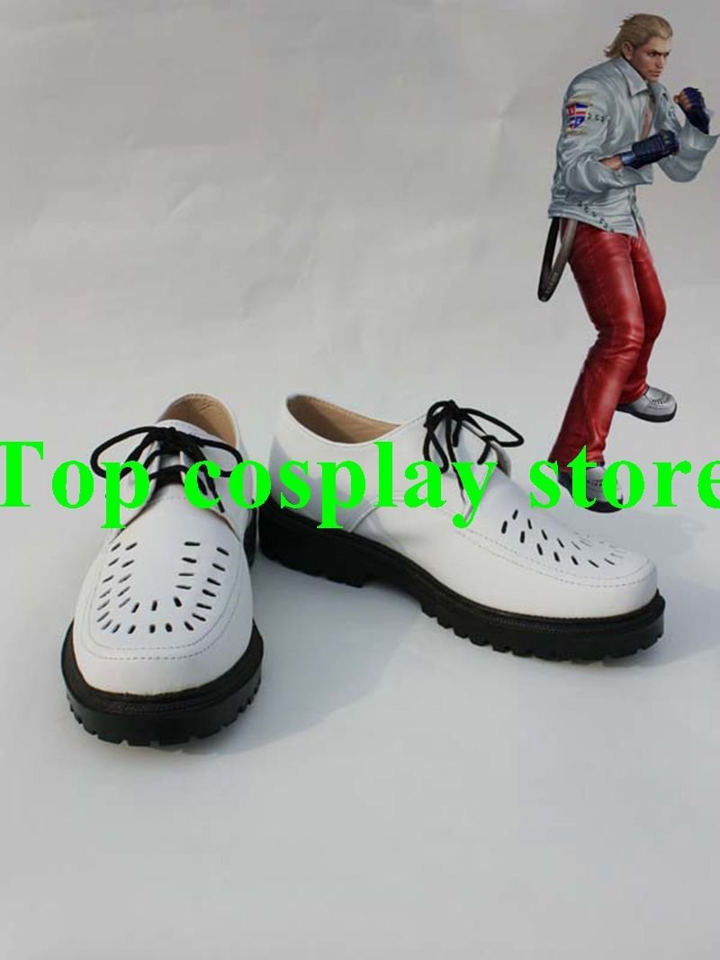 Tekken 6 STEVE FOX Cosplay Boots shoes white #TK04 shoe boot