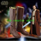 Star Wars Jedi Obi-Wan Kenobi Cosplay Shoes Brown Boots Custom Made pu leather 2