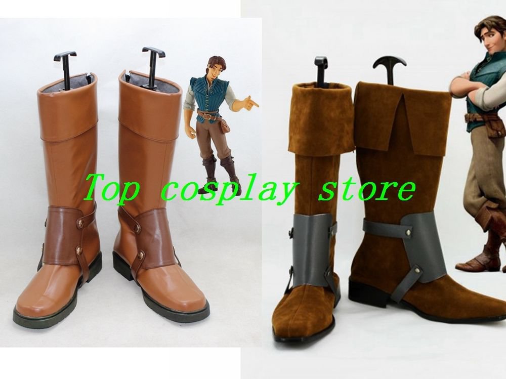 Tangled Rapunzel Flynn Rider pu leather ver cos Cosplay Shoes Boots