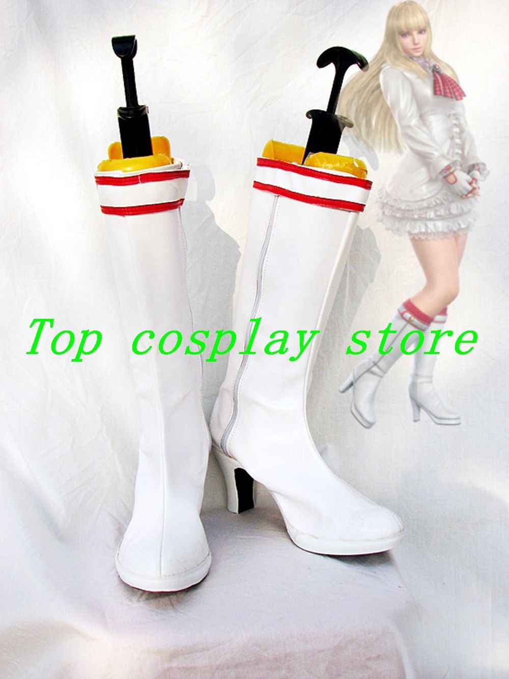 Tekken 5DR Lili White Cosplay Boots shoes #TK03  shoe boot