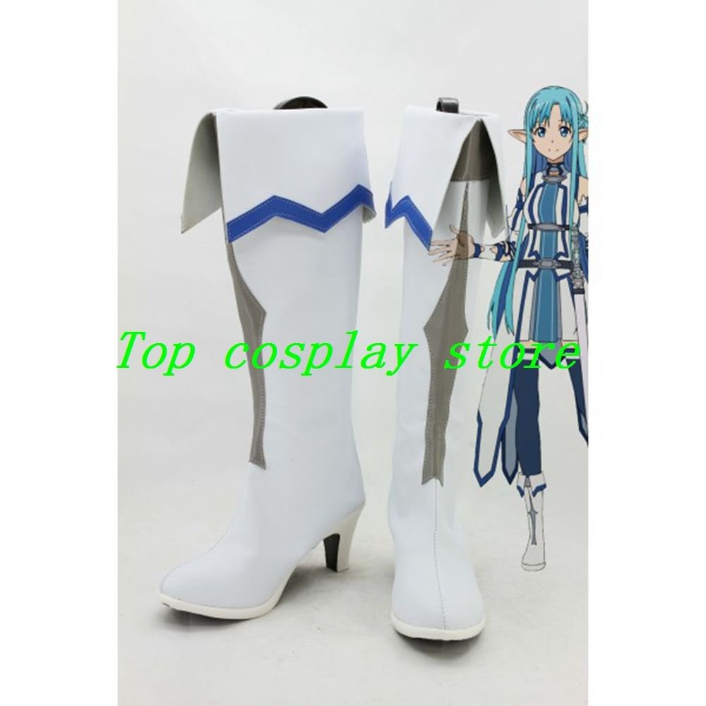Sword Art Online Asuna Cosplay Boots shoes long white #SA007 shoe boot high heel