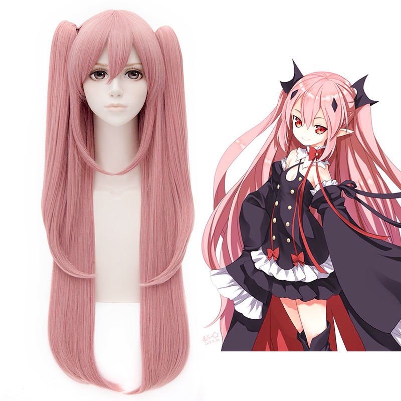 Seraph of the End Vampire Krul Tepes 80cm Pink Anime Cosplay Wig