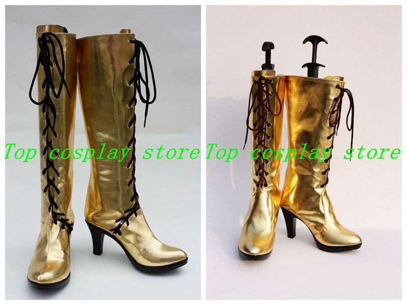 Vocaloid Diva Megurine Luka Gold High Heel Cosplay Boots shoes #VOC048 shoe boot