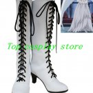 Black Butler Angela's White Lace Up Cosplay Boots shoes #BBC0043 shoe boot