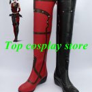 Batman  Arkham Asylum Harley Quinn Cosplay Shoes Boots Red + Black  #15YJZ58