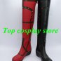 Batman  Arkham Asylum Harley Quinn Cosplay Shoes Boots Red + Black  #15YJZ58