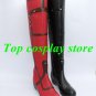 Batman  Arkham Asylum Harley Quinn Cosplay Shoes Boots Red + Black  #15YJZ58