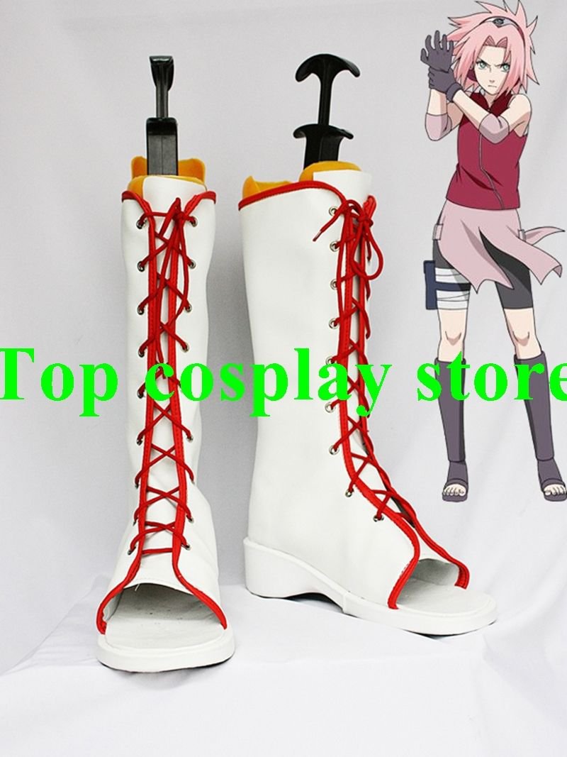 Naruto Sakura Haruno Haruno Sakura Ninja White Cosplay Boots shoes #NA ...