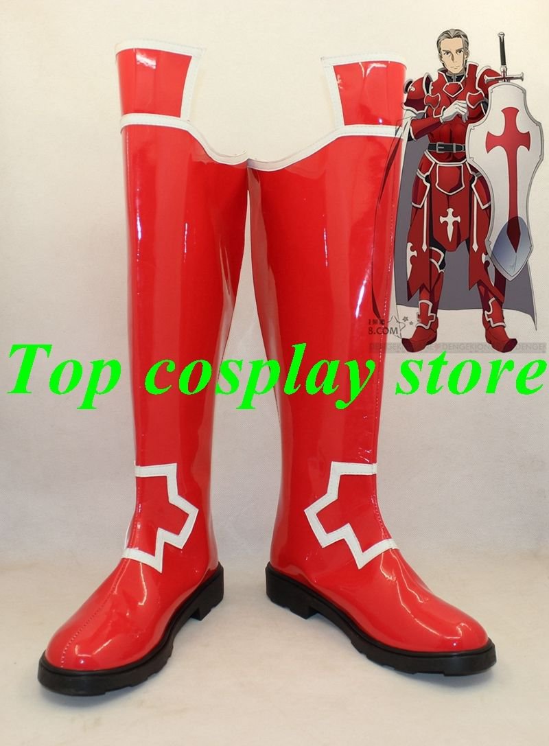 SAO Sword Art Online Kirito Heathcliff Knight of Blood Cosplay Boots Shoes red