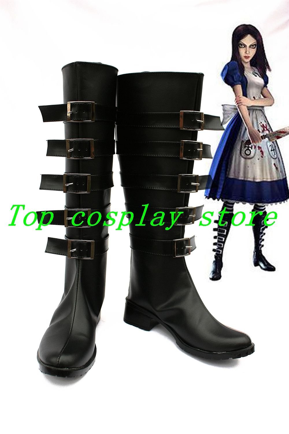 Alice Madness Returns Cosplay Boots shoes black shoe boot