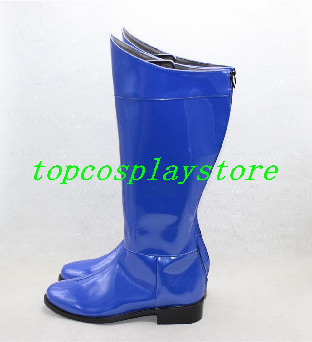 Mens Blue Superhero cosplay shoes Boots shoe boot