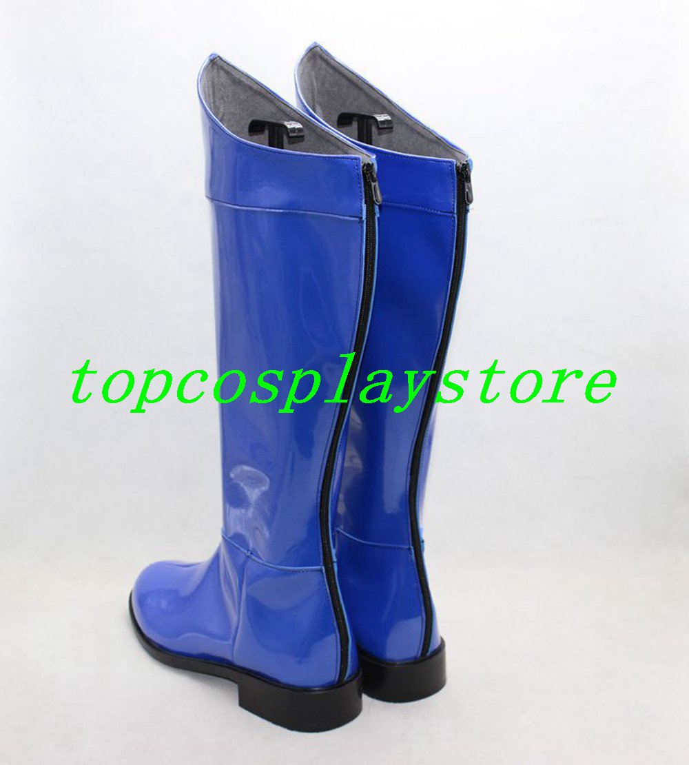 Mens Blue Superhero cosplay shoes Boots shoe boot