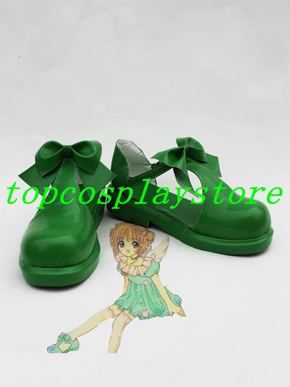 CARDCAPTOR SAKURA KINOMOTO SAKURA red cute lolita hand made shoe Cosplay Boots shoes green #cos0196