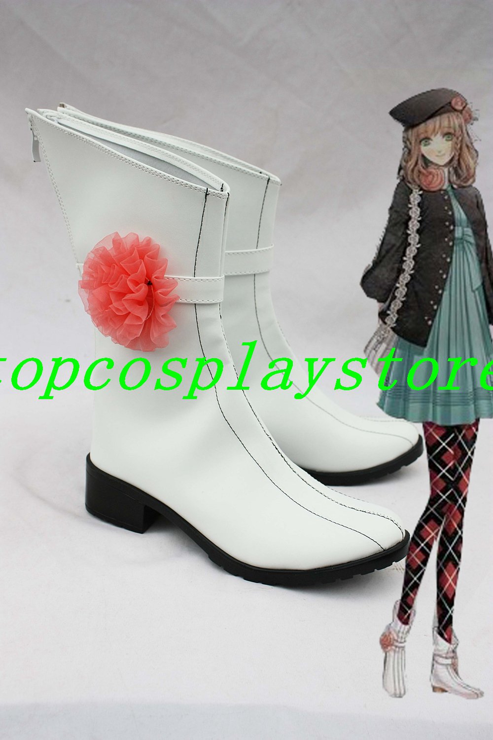 Amnesia The Dark Descent The heroine Cosplay Shoes Boots white with flower #AMN003