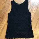 J. Crew Women Sz Small Black Sleevless Geometric Pattern Multi Layered Tank Top