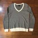 Tommy Hilfiger Womens Medium Black White Metallic Diamond Pattern Cotton Sweater