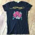 Ed Hardy by Christian Audigier Womens M Heart Love Sequins Black Cotton T-Shirt