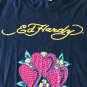 Ed Hardy by Christian Audigier Womens M Heart Love Sequins Black Cotton T-Shirt