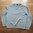 J.Crew Mens Large Heather Gray 100% Lambs Wool V-Neck Long Sleeve Sweater