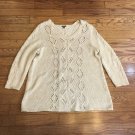 J.Jill Tag Plus Size 1X Cream Ivory Scoop Neck Sequin Cable Knit Pattern Sweater