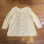 J.Jill Tag Plus Size 1X Cream Ivory Scoop Neck Sequin Cable Knit Pattern Sweater