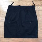 A|X Armani Exchange Womens Size 8 Black Back Slit Zip A-Line Cotton Blend Skirt