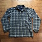 Polo Sport Mens Large Plaid Gray Blue White Long Sleeve Cotton Blend Polo Shirt