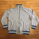 NAUTICA Mens Large Full Zip Heather Blue White Cotton Sweatshirt Track Jacket