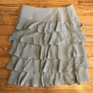 TALBOTS Tag Size 6 A-Line Ruffled Solid Gray Above Knee Silk Dry Clean Skirt