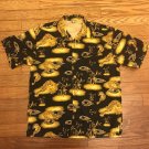 VTG No Fear Mens Medium  Polyester Black Yellow Tiger Bamboo Button Front Shirt