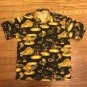 VTG No Fear Mens Medium  Polyester Black Yellow Tiger Bamboo Button Front Shirt