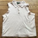 Lauren Ralph Lauren 1X Light Pink Sleeveless Polo Three Button Front Shirt Top