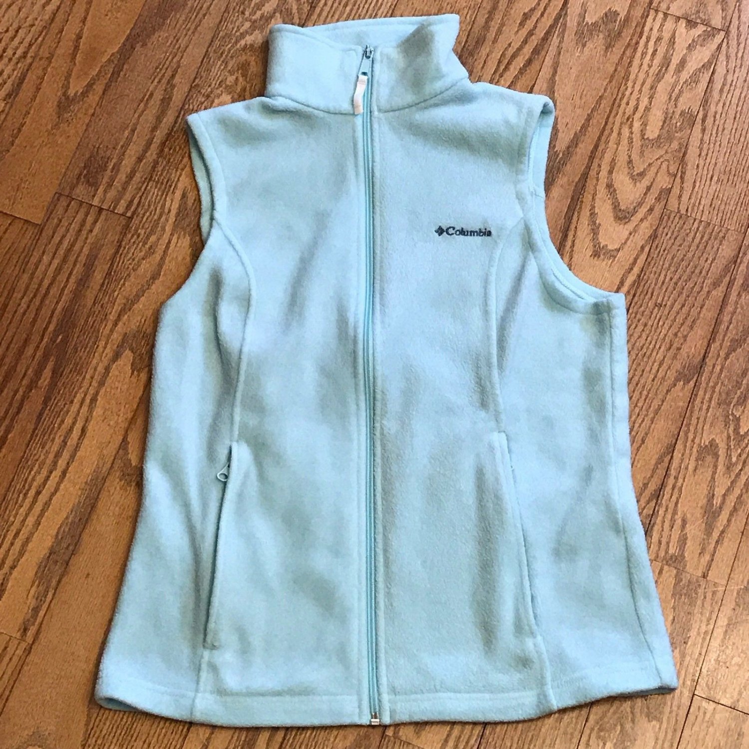 Columbia Sportwear Company Womens Aqua Sleeveless Zipper Fleece Vest Jacket