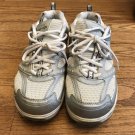 Skechers Shape Ups Womens US 7.5 Leather Silver White Gray Walking Shoes Sneaker